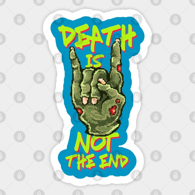 Zombie Rock-Out Hand Retro Games 8 Bit 80's 90's Attire Sticker by SpottydoggCreatives